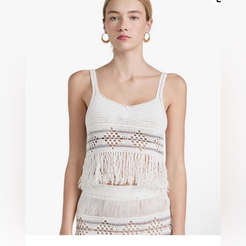 MISA Los Angeles Fringe Crochet Top - Size Medium NEW NO TAG